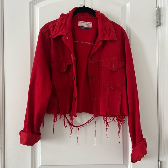 Levi's Jackets & Blazers - The vintage twin red cropped denim jacket